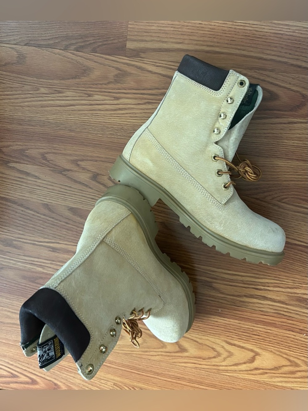 Wolverine Tan Suede Leather Utility Work Boots Size 9.5